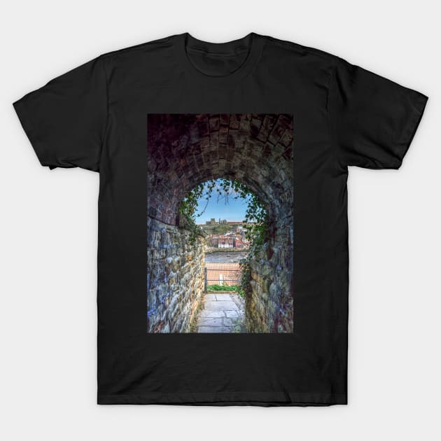 Whitby Abbey, Through The Tunnel T-Shirt by tommysphotos